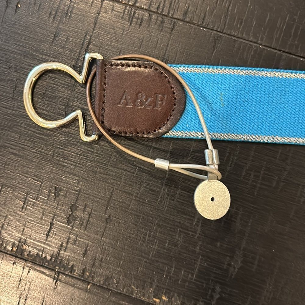 New Abercrombie & Fitch A&F Vintage Stretch Genuine Leather Blue Belt Old Stock​ - Picture 6 of 10